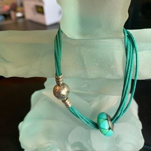 Pandora Cord Bracelet & Murano Charm